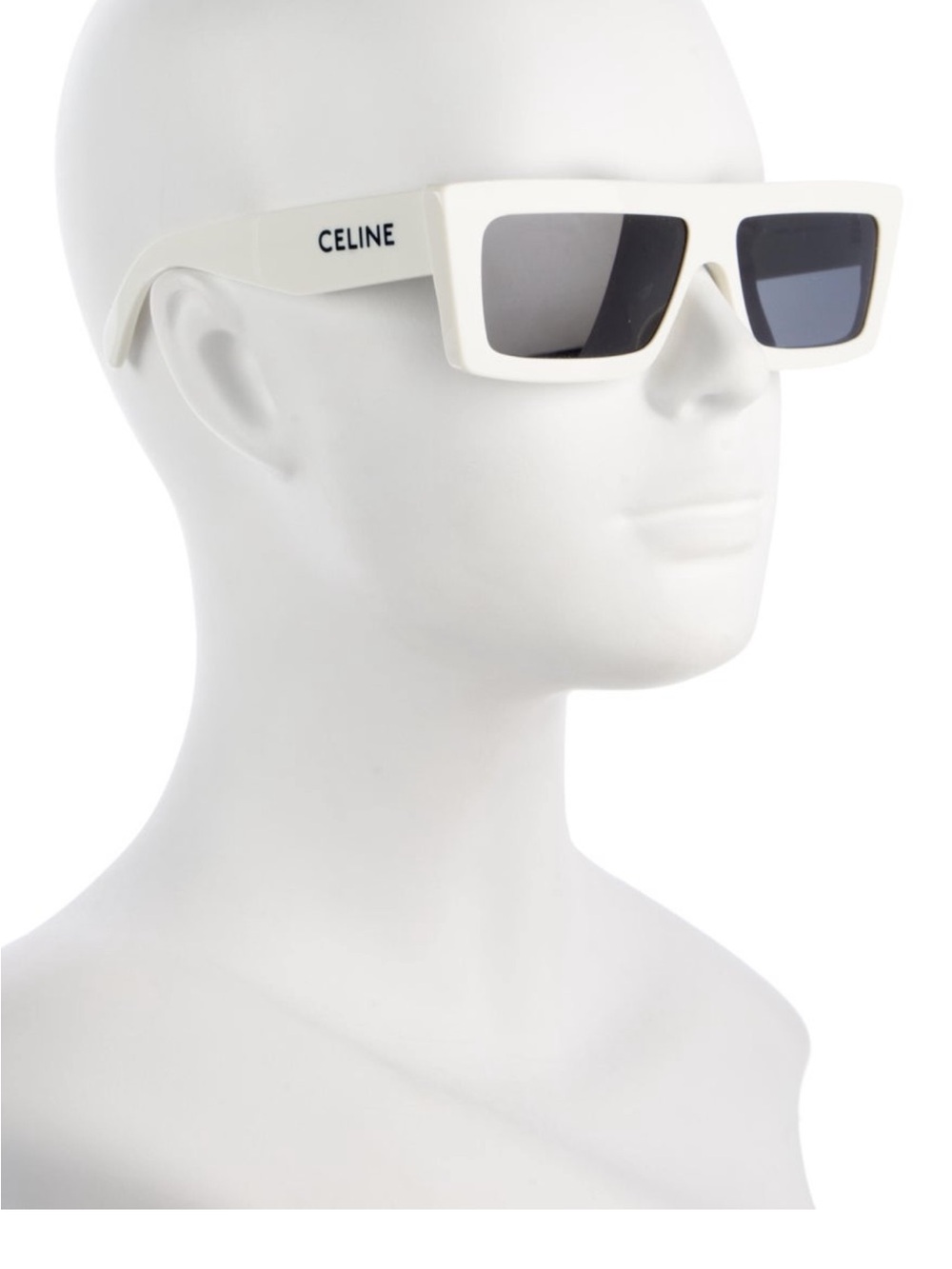 Celine White Rectangular Sunglasses with Dark Lenses